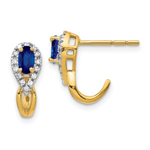 14k Yellow Gold Diamond and Sapphire Earrings - EM-2A9AEF79-8234