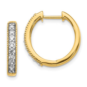 14k Yellow Gold Diamond Milgrain Hinged Hoop Earrings - EM-1B358E47-6017