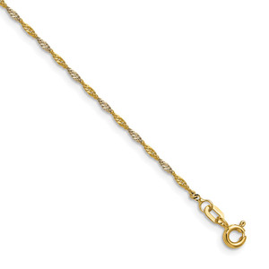 14k Yellow Gold with Rhodium 1.4mm Singapore Chain - PE-7100F873-4357