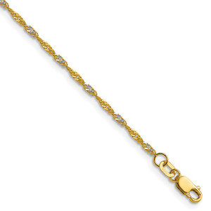 14k Yellow Gold with Rhodium 1.65mm Singapore Chain - PE-DFCEE30C-9922