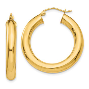 14k Yellow Polished 5mm Lightweight Hoop Earrings - T9-67D6FC66-2417