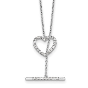14kw 1/3 carat Lab Grown Diamond VS/SI+ G+ Complete 20 inch Heart Toggle Necklace