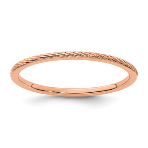 10K Rose Gold 1.2mm Twisted Wire Pattern Stackable Band Size 9