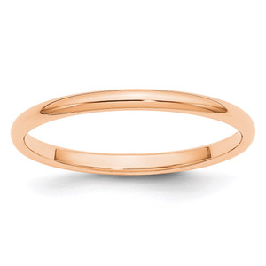 10k Rose Gold 2mm Half Round Wedding Band Size 4.5