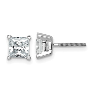 14kw Princess 4-Prong 1.50ct. Screw Back Post Earring Mountings