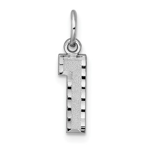 14kw Small Brushed Diamond-cut Number 1 Charm