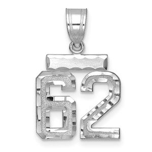 14kw Small Brushed Diamond-cut Number 62 Charm