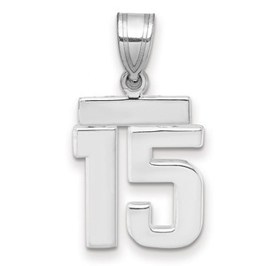 14kw Small Polished Number 15 Charm