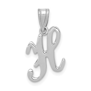 14KW White Gold Script Letter H Initial Pendant - YC-93436D19-1615