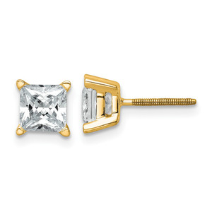 14ky Princess 4-Prong 1.50ct. Screw Back Post Earring Mountings