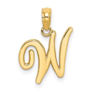 14KY Script Letter W Initial Pendant - K6-89706CC4-7544