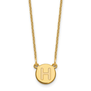 14KY Tiny Circle Block Letter H Initial Necklace