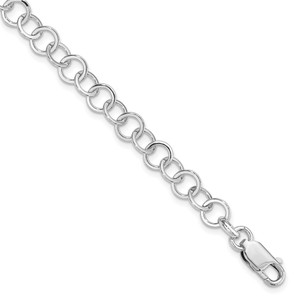 Amore La Vita Sterling Silver Rhodium-plated Polished 7mm 8.5 inch Fancy Link with Lobster Clasp Charm Bracelet