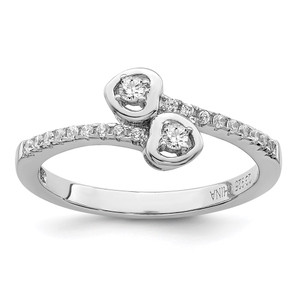 Brilliant Embers Sterling Silver Rhodium-plated 21 Stone Micro Pav‚ CZ Heart Ring - QM-F7CD4CFB-7024