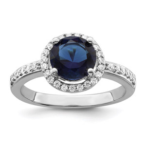Brilliant Embers Sterling Silver Rhodium-plated 35 Stone White and Blue Micro Pav‚ CZ Ring - QM-32FFCC38-7136