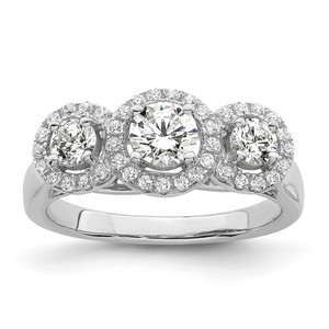 Brilliant Embers Sterling Silver Rhodium-plated 42 Stone Halo Micro Pav‚ CZ 3 Stone Ring - QM-27C32EAD-3592