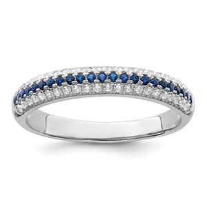 Brilliant Embers Sterling Silver Rhodium-plated 67 Stone Blue and White Micro Pav‚ CZ Polished Ring - QM-7A5D866D-5556