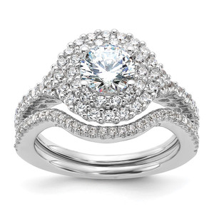 Brilliant Embers Sterling Silver Rhodium-plated 86 Stone Micro Pav‚ CZ 2-piece Wedding Set - QM-BBE3FF80-8311