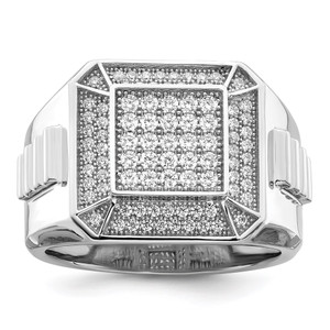 Brilliant Embers Sterling Silver Rhodium-plated 89 Stone Micro Pav‚ CZ Polished Men's Ring - QM-44570DC4-8435