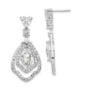 Cheryl M Sterling Silver Rhodium-plated Brilliant-cut CZ Fancy Post Dangle Earrings