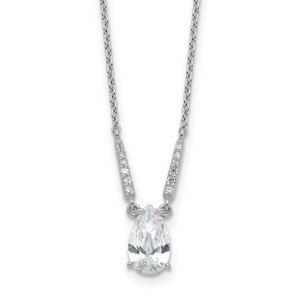 Cheryl M Sterling Silver Rhodium-plated Brilliant-cut CZ Pear Shaped 18 Inch Necklace