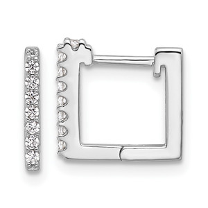 Cheryl M Sterling Silver Rhodium-plated Brilliant-cut CZ Square Hinged Post Hoop Earrings