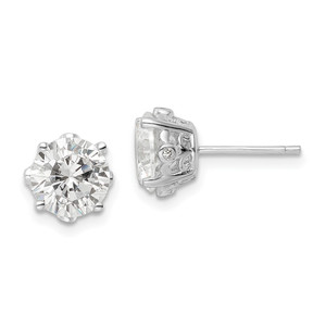 Cheryl M Sterling Silver Rhodium-plated Brilliant-cut CZ Stud Post Earrings