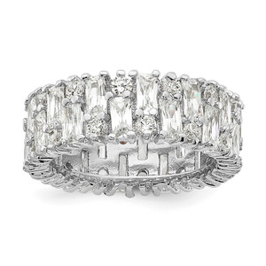 Cheryl M Sterling Silver Rhodium-plated Fancy Baguette-cut and Brilliant-cut CZ Ring - QC-528EFE49-2798