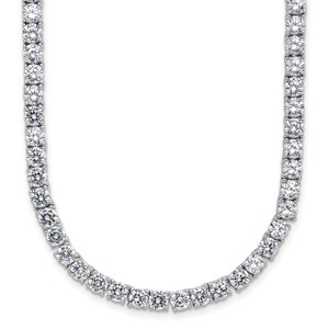 Cheryl M Sterling Silver Rhodium-plated Polished 4.00mm CZ with Safety Clasp Tennis Necklace - QC-95C7A63A-6968
