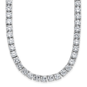Cheryl M Sterling Silver Rhodium-plated Polished 5.00mm CZ with Safety Clasp Tennis Necklace - QC-5BECB853-1372