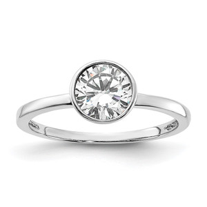 Cheryl M Sterling Silver Rhodium-plated Polished Bezel Set CZ Ring - QC-574B8393-4453