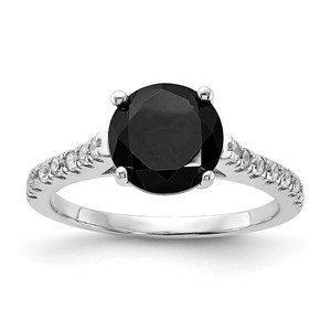 Cheryl M Sterling Silver Rhodium-plated Polished Black and White CZ Ring - QC-2B9CA8C8-2068
