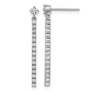 Cheryl M Sterling Silver Rhodium-plated Polished CZ Bar Post Dangle Earrings - QC-5C7BBA4D-9453
