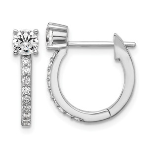 Cheryl M Sterling Silver Rhodium-plated Polished CZ Hinged Round Hoop Earrings