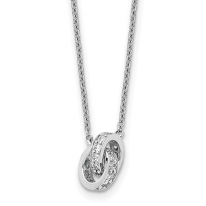 Cheryl M Sterling Silver Rhodium-plated Polished CZ Interlocking Circles 16 Inch with 2 Inch Extension Necklace