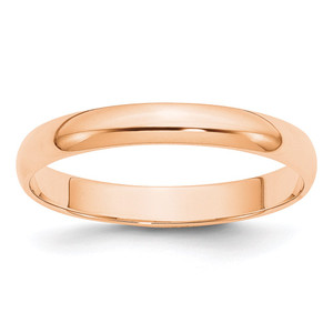 10k Rose Gold 3mm Lightweight Half Round Wedding Band Size 5