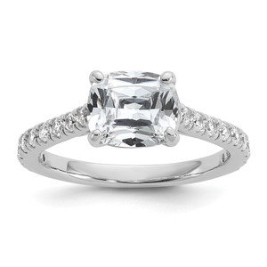 Cheryl M Sterling Silver Rhodium-plated Polished Fancy East-West Cushion-cut CZ Ring - QC-9B279628-2714