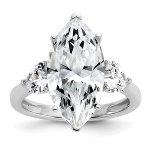 Cheryl M Sterling Silver Rhodium-plated Polished Fancy Marquise & Hearts CZ Ring - QC-D0E7851D-3416