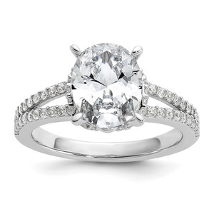 Cheryl M Sterling Silver Rhodium-plated Polished Fancy Oval CZ Ring - QC-24EA9011-5641