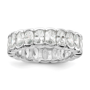Cheryl M Sterling Silver Rhodium-plated Polished Oval CZ Eternity Ring - QC-204F808A-6169