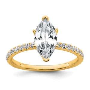 14k 2 carat Certified Lab Grown Diamond VS+ F+ Marquise Complete Solitaire with Flair Engagement Ring
