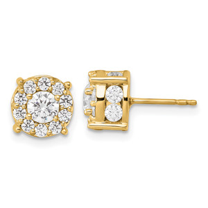 14k 2 carat Lab Grown Diamond VS/SI+ G+ Complete Round Fashion Halo Post Earrings