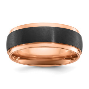 Chisel Black Zirconium Brushed and Polished Rose IP-plated 8mm Band - ZC-EBF03EDA-4884