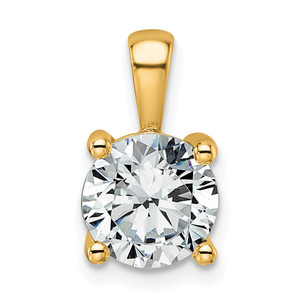14k 2 carat Lab Grown Diamond VS/SI+ G+ Round Complete Four Prong Pendant