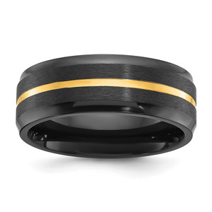 Chisel Black Zirconium Brushed and Polished Yellow IP-plated 8mm Band - ZC-429F442B-5172