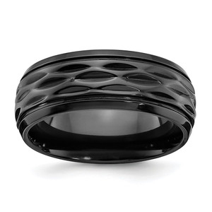 Chisel Black Zirconium Polished and Diamond-cut 8mm Band - ZC-9959E38F-9751