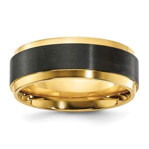 Chisel Black Zirconium Polished Yellow IP-plated with Brushed Center 8mm Band - ZC-AB8607C8-7718