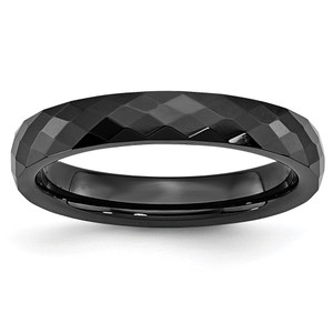 Chisel Ceramic Black 4mm Faceted Polished Band - CE-5FF37836-3675