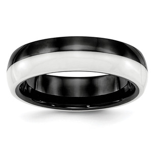 Chisel Ceramic Black and White 6mm Polished Band - CE-B440D971-6372