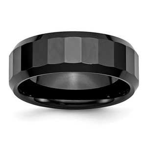 Chisel Ceramic Black Faceted Beveled Edge 8mm Polished Band - CE-50525347-6390